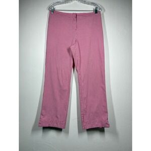 Talbots Gingham Check Stretch Crop Pants Womens 10P Petites Side Slit Preppy